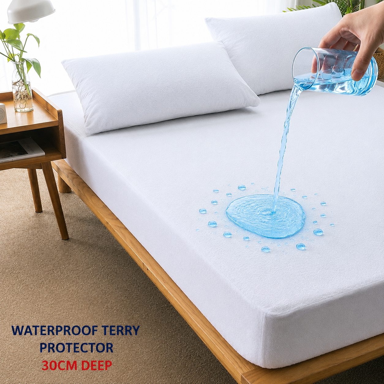 WATERPROOF TERRY MATRESS  PROTECTOR FITTED BED
