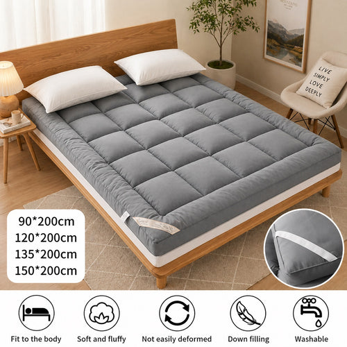 4"inch MATTRESS TOPPER Deep Hotel Quality Microfiber White/Grey