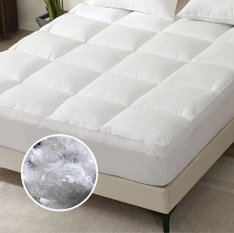4"inch MATTRESS TOPPER Deep Hotel Quality Microfiber White/Grey