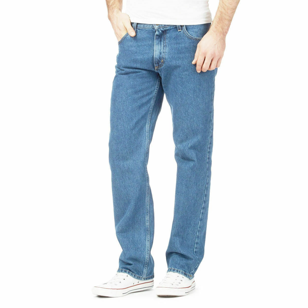 Mens Jeans Straight Leg Regular Fit Heavy Denim Trouser Pants